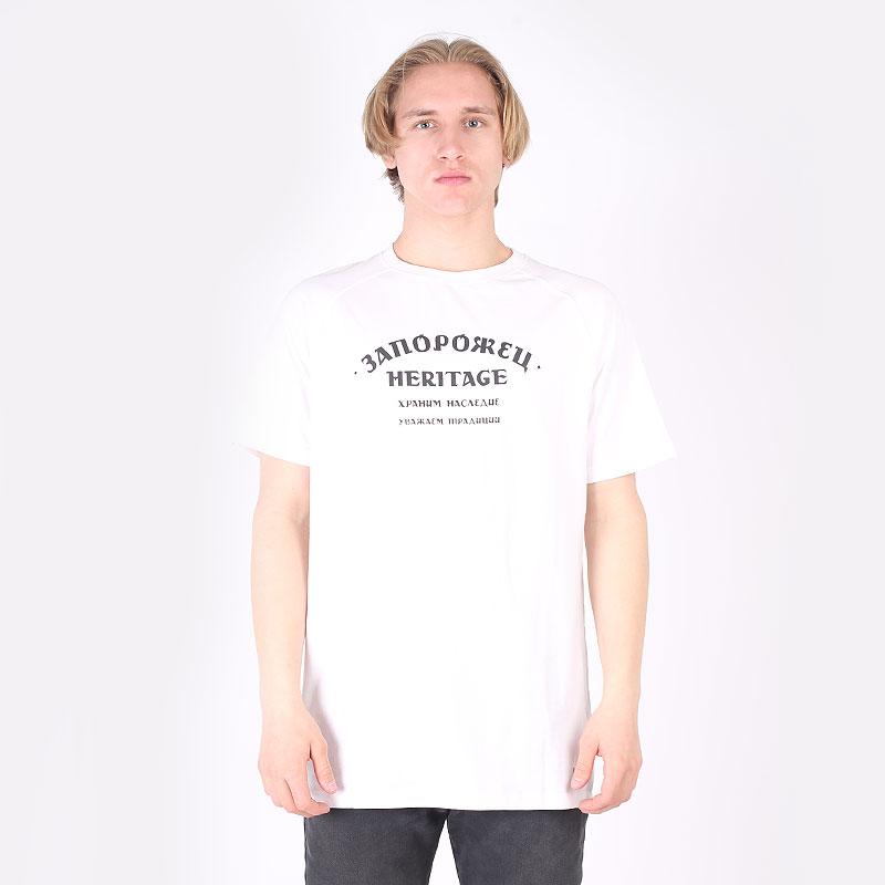 мужская белая футболка Запорожец heritage Лого Zaporojec-snow wht - цена, описание, фото 1